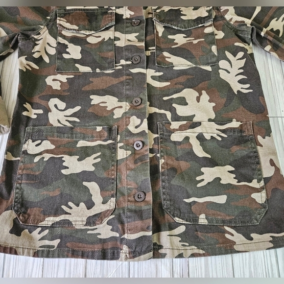 Anthropologie Sanctuary Safari Utility Jacket in Green Camo Size Small - Picture 12 of 12